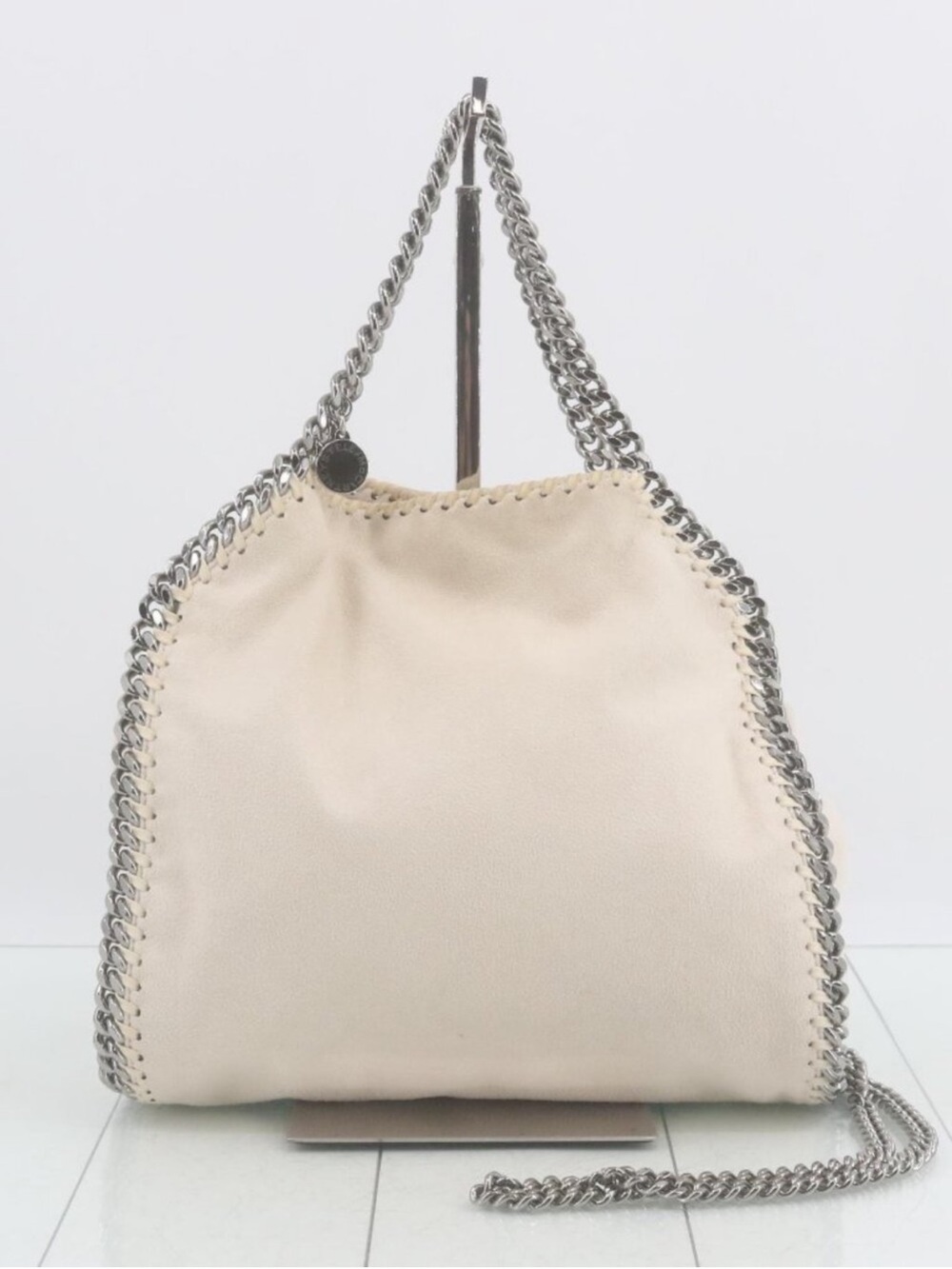 Stella McCartney Cream Shoulder Bag with Silver Chain Trim